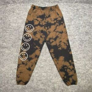 Desert Dreamer Smiley Tie Dye Sweatpants Womens Medium Large Brown Black Joggers
